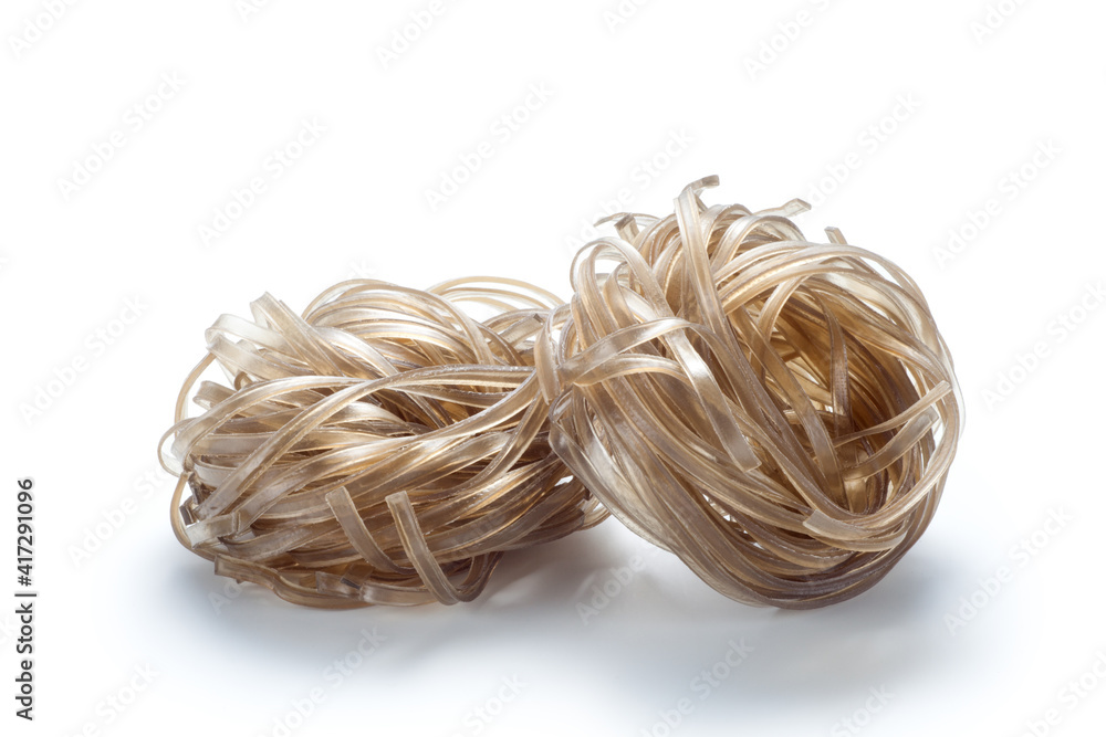Dried sweet potato vermicelli isolated on white background. Traditional Chinese Food.