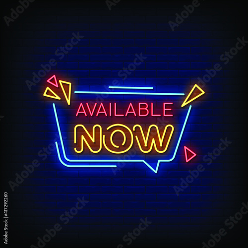 Available Now Neon Signs Style Text Vector