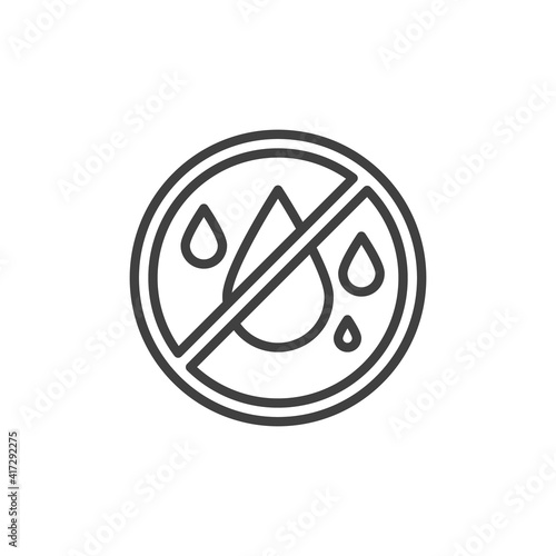 No water line icon. linear style sign for mobile concept and web design. No Liquids outline vector icon. Not waterproof symbol, logo illustration. Vector graphics