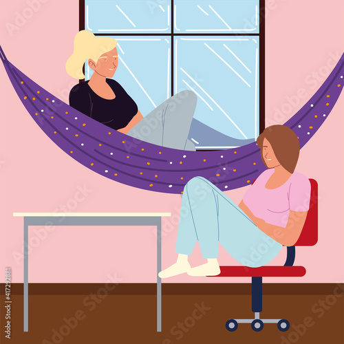 girls sitting procrastinating