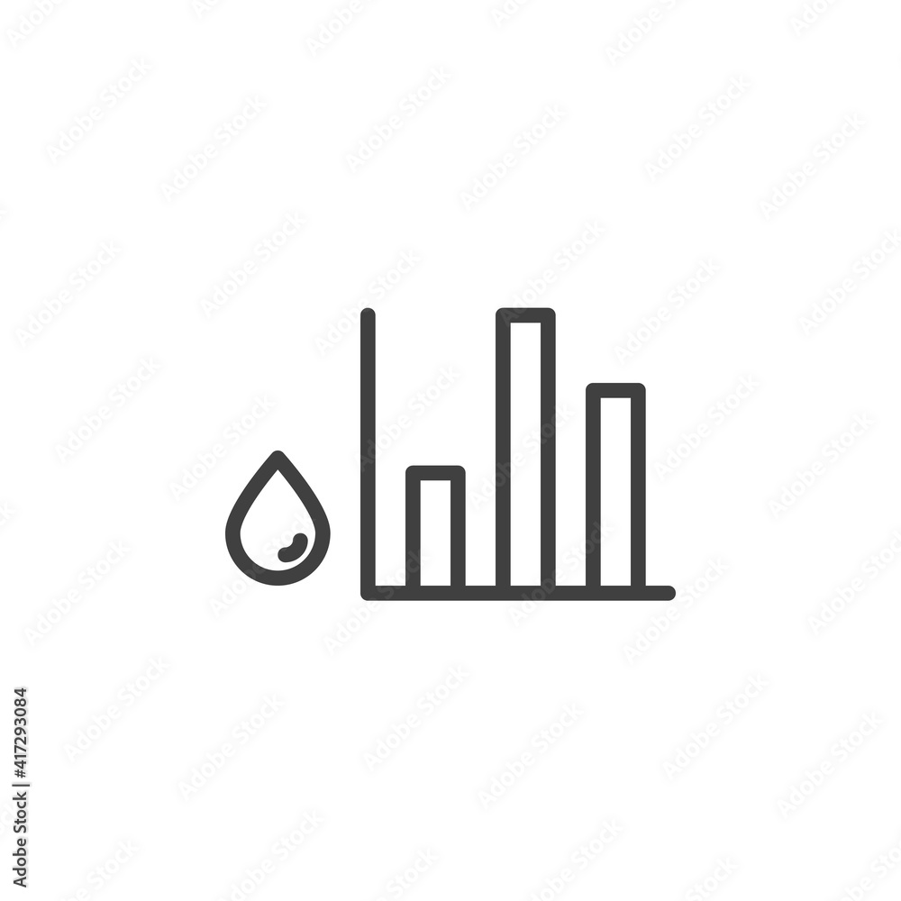 Humidity level graph line icon. linear style sign for mobile concept and web design. Water chart outline vector icon. Symbol, logo illustration. Vector graphics