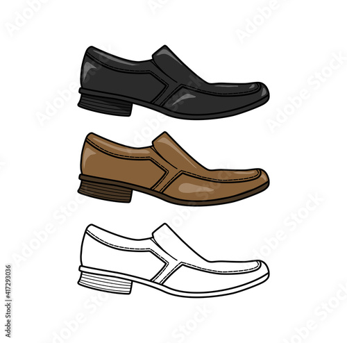 man shoes vector icon collection. men loafers