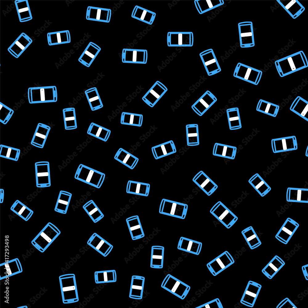 Line Mobile phone and password protection icon isolated seamless pattern on black background. Security, safety, personal access, user authorization, privacy. Vector.