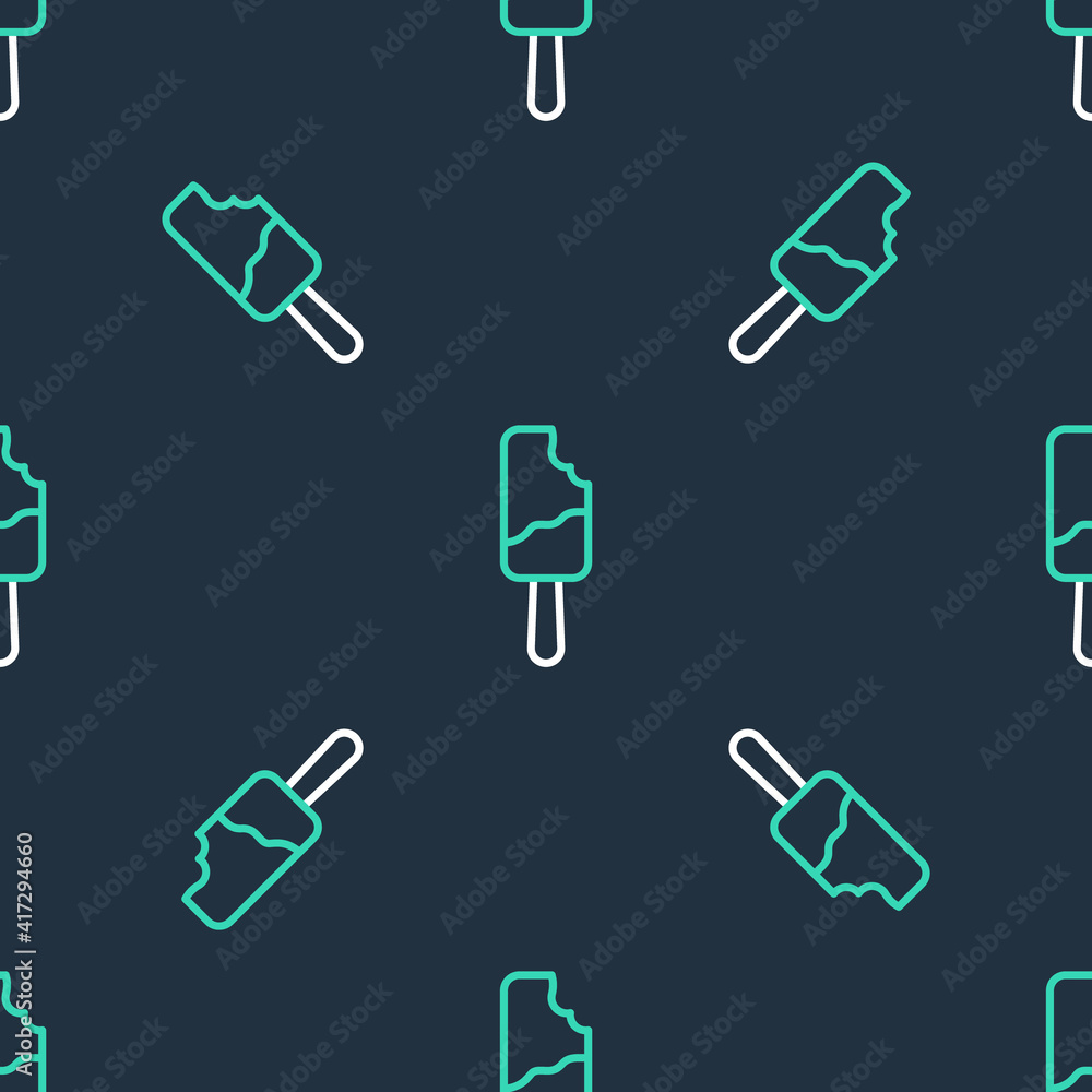 Line Ice cream on stick icon isolated seamless pattern on black background. Sweet symbol. Vector. Line Ice cream on stick icon isolated seamless pattern on black background. Sweet symbol. Vector.