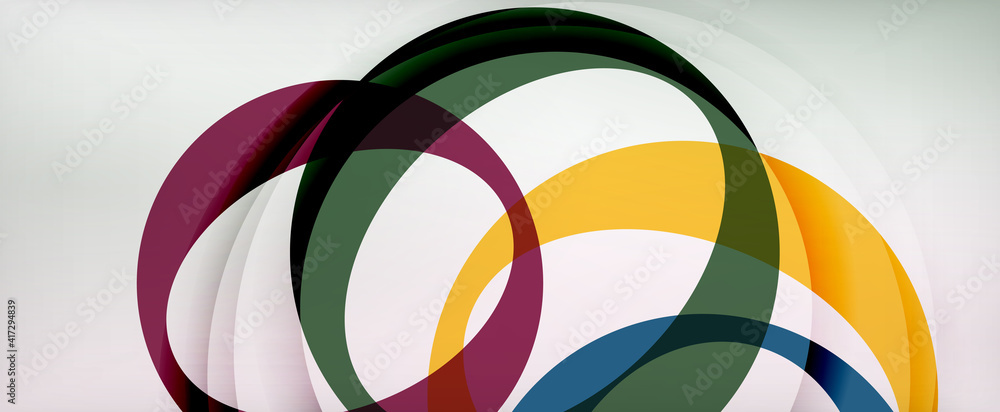 Fototapeta premium Ring geometric shapes, o letter repetition wallpaper. Abstract background for business or technology presentations, internet posters or web brochure covers