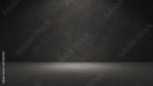 Empty dark abstract cement wall studio room interior texture for display products wall background © welcomeinside