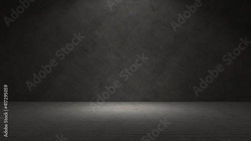 Empty dark abstract cement wall studio room interior texture for display products wall background