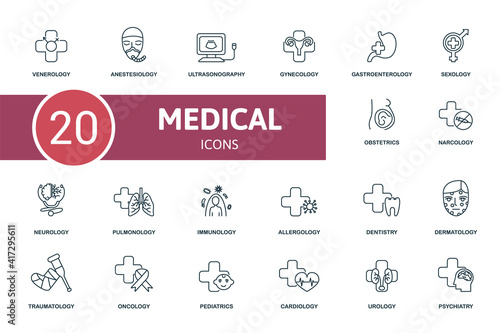 Medical icon set. Contains editable icons medical theme such as anesthesiology, gynecology, sexology and more. photo