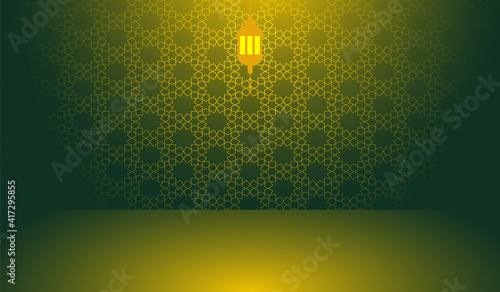 Green Islamic Background With Geometric Ornament Wall