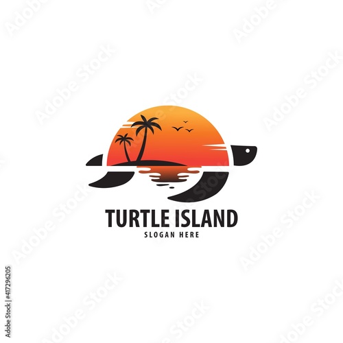 Turtle Island Logo, Turtle Island Vector Design, vector illustration