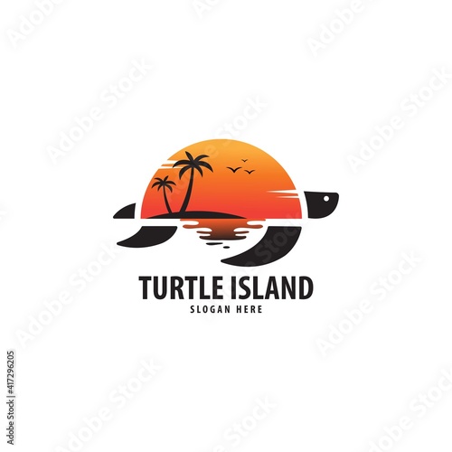 Turtle Island Logo  Turtle Island Vector Design  vector illustration