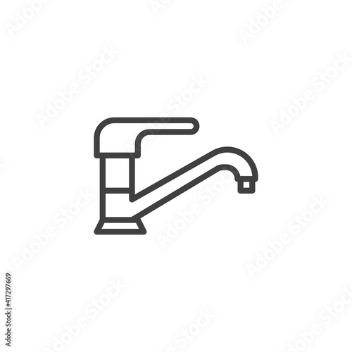 Water faucet line icon. linear style sign for mobile concept and web design. Water tap outline vector icon. Symbol, logo illustration. Vector graphics