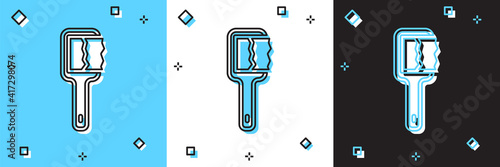 Set Sauna brush icon isolated on blue and white, black background. Wooden brush with coarse bristles for washing in the bath. Anti cellulite massage. Vector.