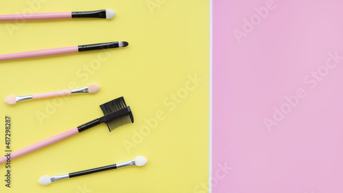 Set of makeup brushes for background 