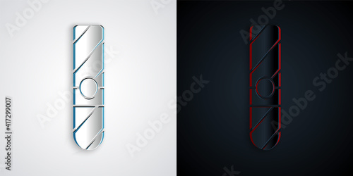 Paper cut Cigar icon isolated on grey and black background. Paper art style. Vector.