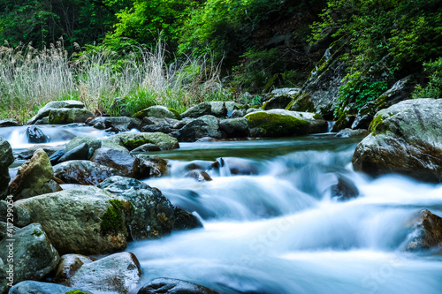                                         Capture the scenery of the valley water flowing 