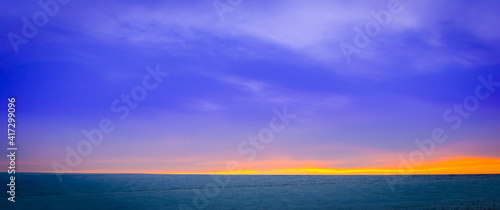 Beautiful blue sunset in the winter season. © Ilya