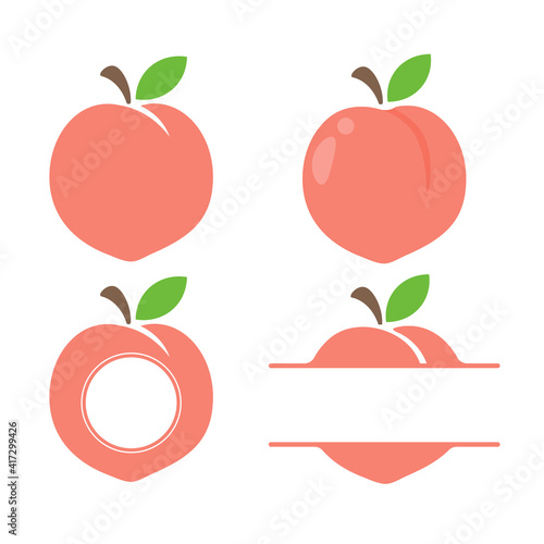 Peach vector. Flat peach design isolated on white background.