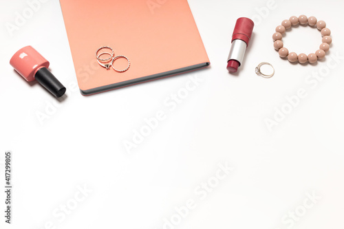 Women's things on a white background