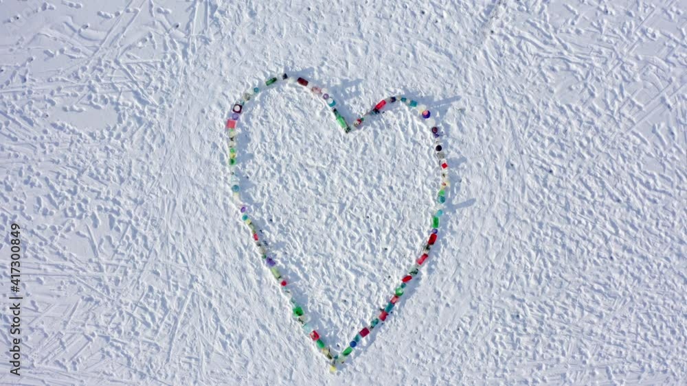 Love heart artwork forever in snow at Vaksdal Norway Love heart artwork forever in snow at Vaksdal Norway