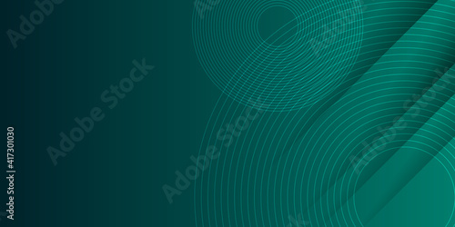 Modern abstract dark green technology business background with circle shape for banner and wallpaper. High contrast dark green glossy stripes. Abstract tech graphic banner design. Vector corporate