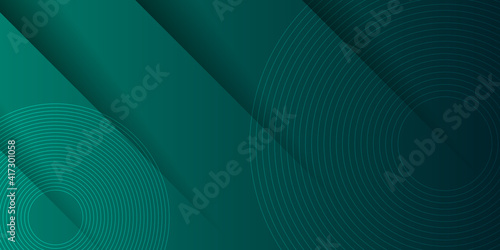 Modern abstract dark green technology business background with circle shape for banner and wallpaper. High contrast dark green glossy stripes. Abstract tech graphic banner design. Vector corporate