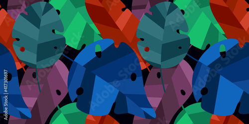 Hand drawn leaves seamless pattern for textile print