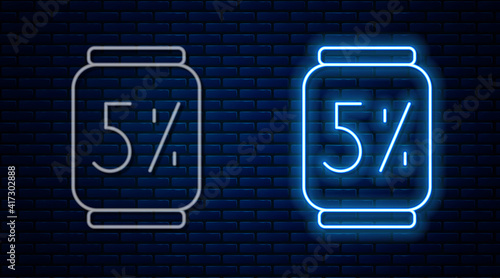 Glowing neon line Beer can icon isolated on brick wall background. Vector.
