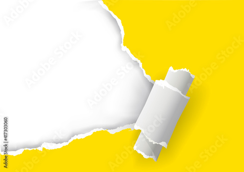 Yellow Ripped Paper, banner template. 
Illustration of yellow ripped paper with place for your image or text. Vector available.