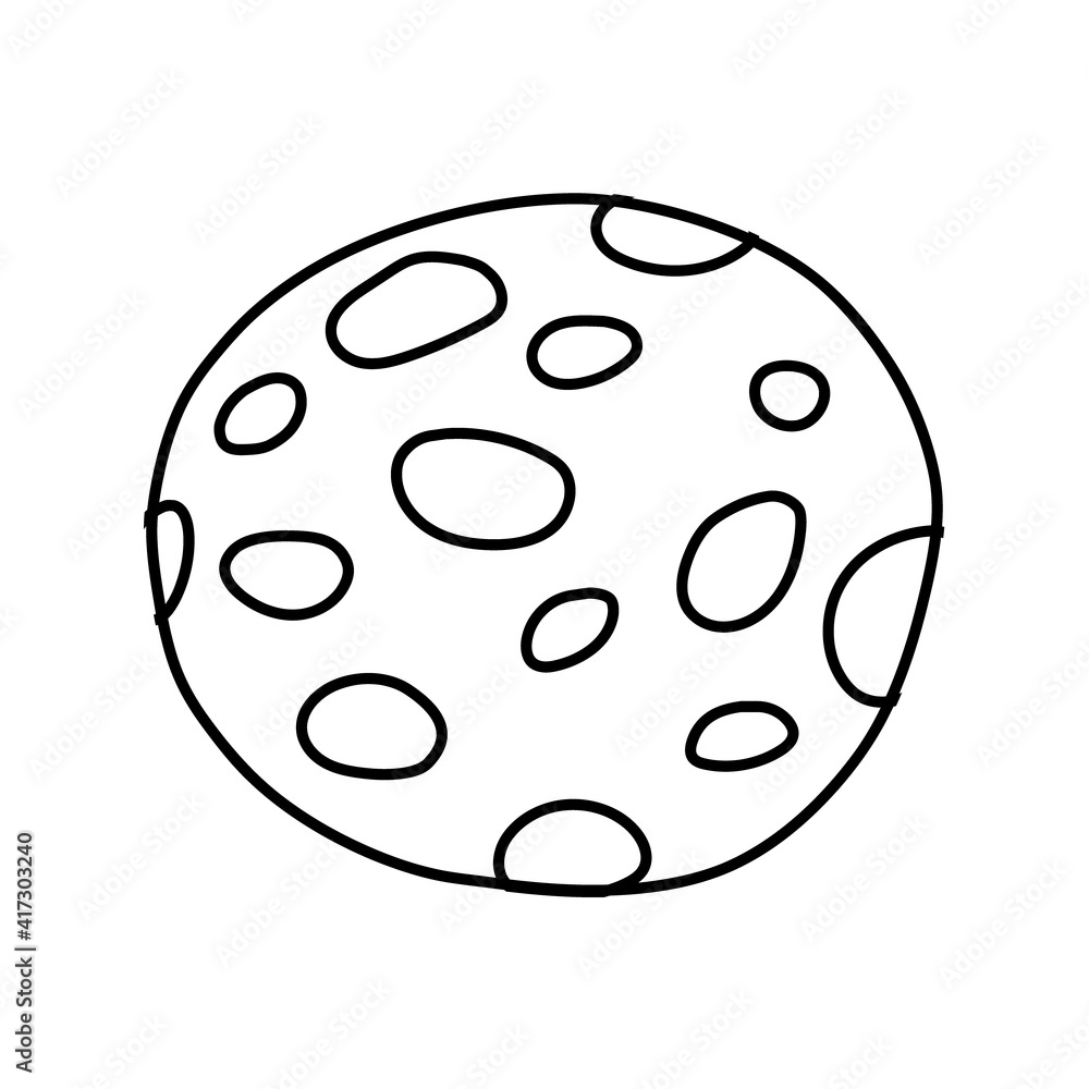 Hand drawn Moon. Astronomical or celestial objects. Heavenly bodies in space. Vector hand drawn illustration in doodle style.