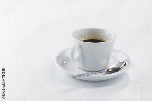 cup of coffee on the white