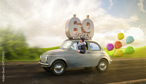 Geburtstagsauto Happy Birthday 69