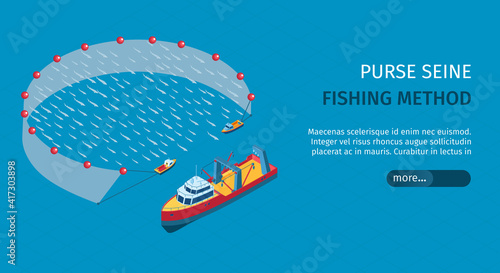Commercial Fishing Isometric Banner