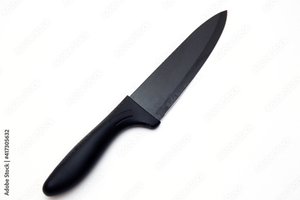 set of black luxury kitchen knife isolated on white set of black luxury kitchen knife isolated on white