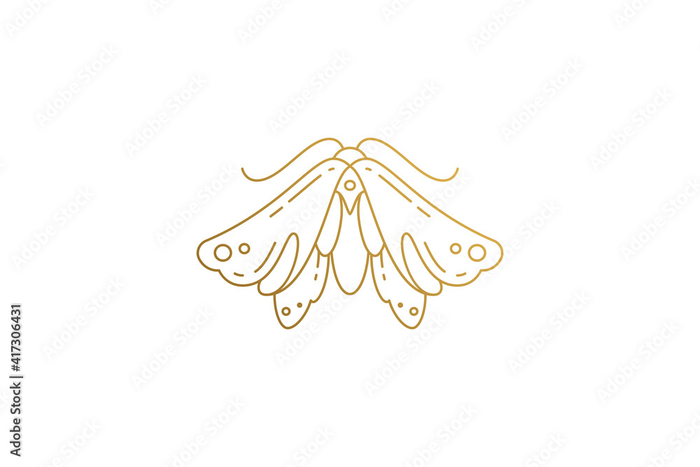 Wild moth silhouette elegant linear vector illustration. Wild moth silhouette elegant linear vector illustration.