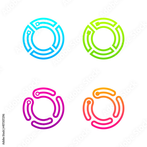 Wallpaper Mural Letter O Colourful logotype with Three Line Dots Link logo, Square and Circle shape, Technology and Digital Connection concept for your Corporate identity Torontodigital.ca