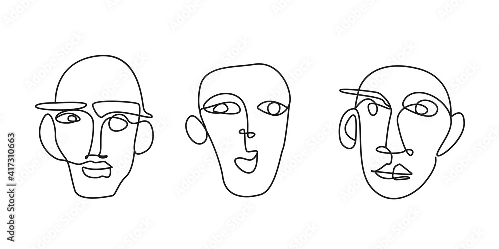 Abstract Faces One Line Drawing Set. Creative Contemporary Abstract Line Drawing. Modern Abstract Faces. Vector Minimalist Design for Wall Art, Print, Card, Poster. Abstract Faces One Line Drawing Set. Creative Contemporary Abstract Line Drawing. Modern Abstract Faces. Vector Minimalist Design for Wall Art, Print, Card, Poster.