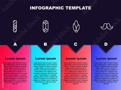 Set line Cigar, Burrito, Corn and Mustache. Business infographic template. Vector.