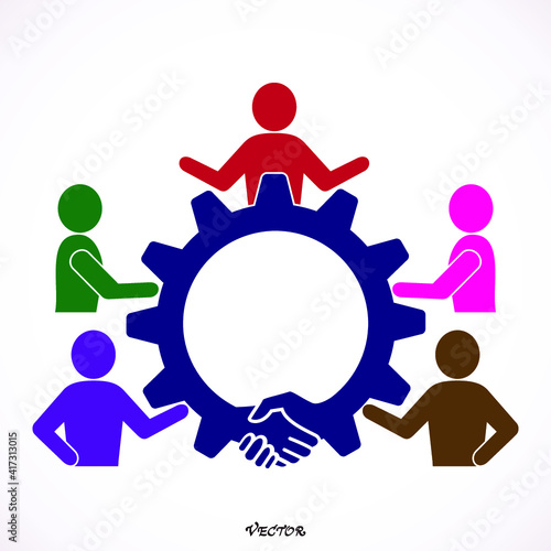Teamwork, gear, handshake