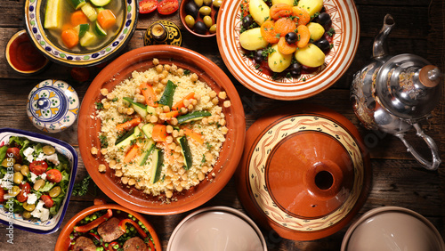 collection of arabic dish and traditional meal