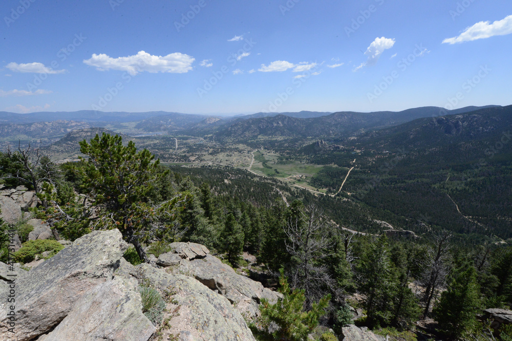 Scenic view of the rocky terrain and mountain landscape at Rocky Mountain National Park
