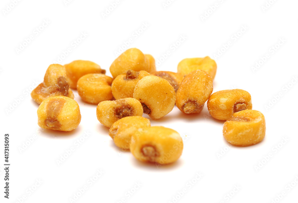 Large yellow salted corn nuts isolated on white background Large yellow salted corn nuts isolated on white background