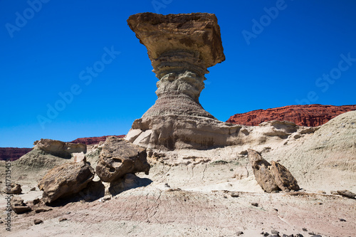 Formations of stones in desert of Ischigualasto Provincial Park, north-western Argentina, Patagonia photo