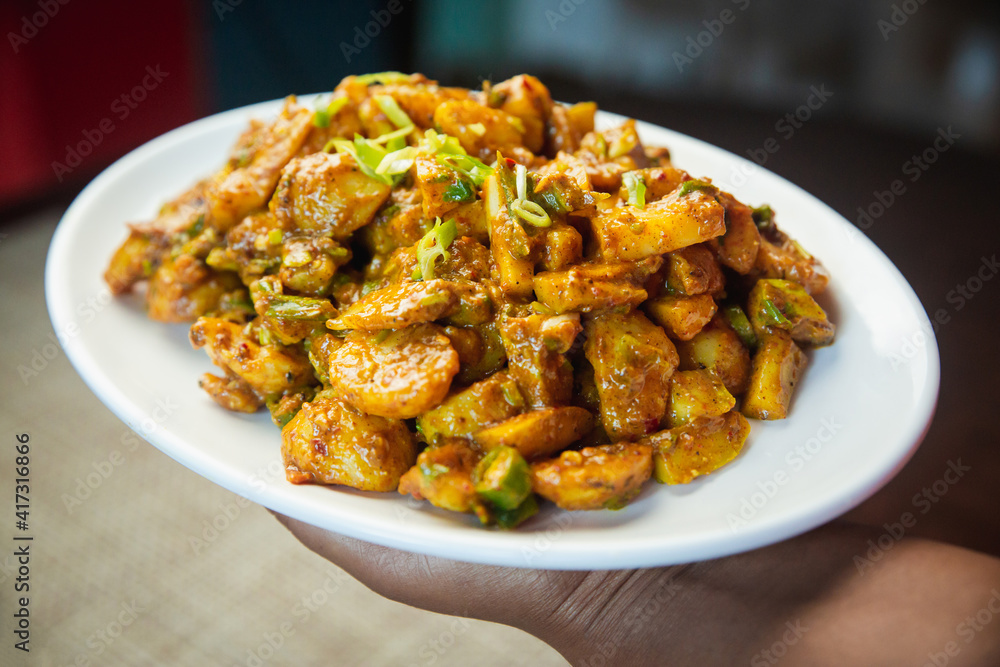 Spicy Potato and Cucumber  Pickle Nepali Style