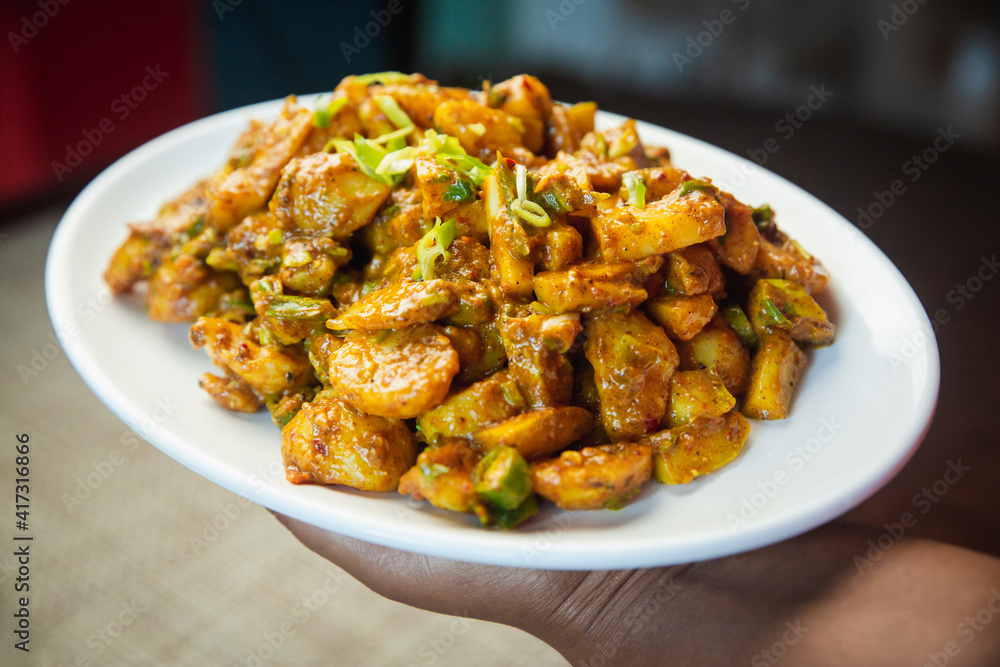 Spicy Potato and Cucumber Pickle Nepali Style Spicy Potato and Cucumber Pickle Nepali Style