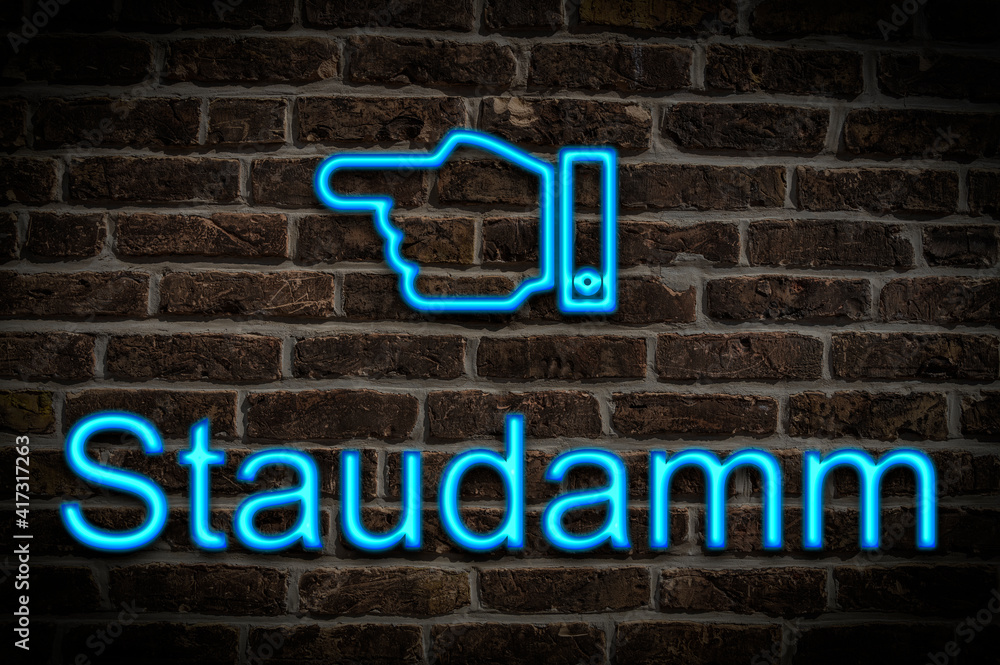 Fototapeta premium Leuchtreklame Staudamm