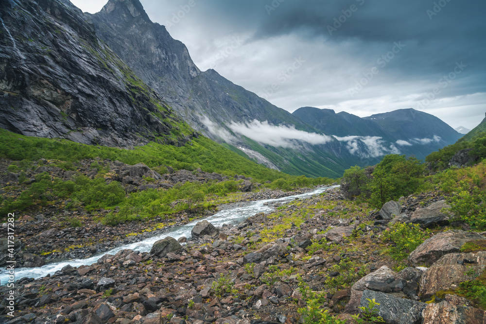 Beautiful mountain landscape Norway Scandinavia northern europe, mountain stream
