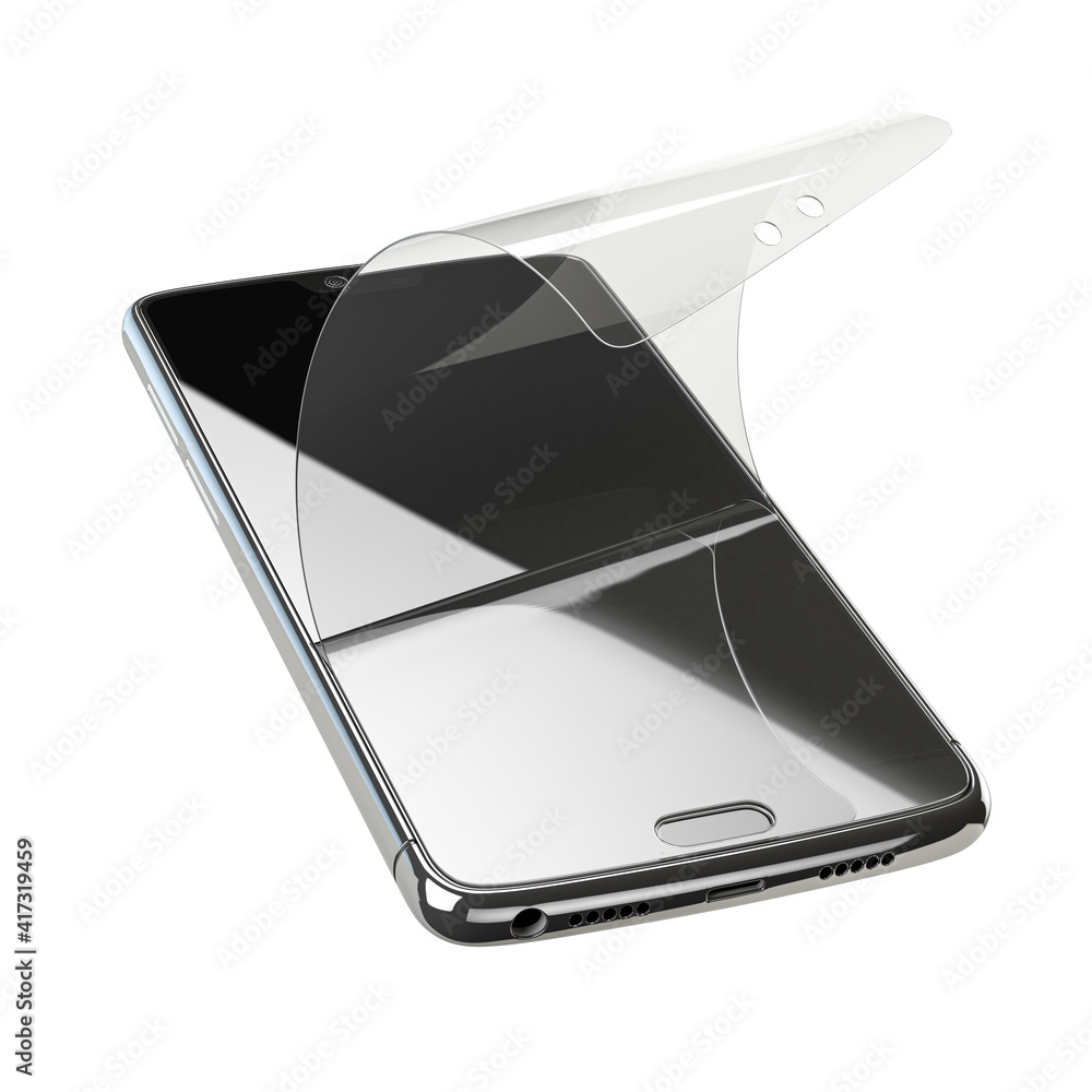 Smartphone screen protector glass or film cover. Transparent multi