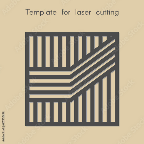 Template for laser cutting. Stencil for panels of wood, metal. Geometric pattern. Square background for cut. Vector illustration. Decorative stand.