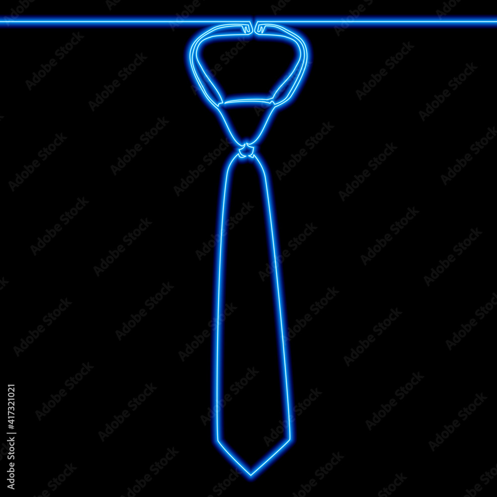Continuous line drawing Necktie icon neon concept Continuous line drawing Necktie icon neon concept